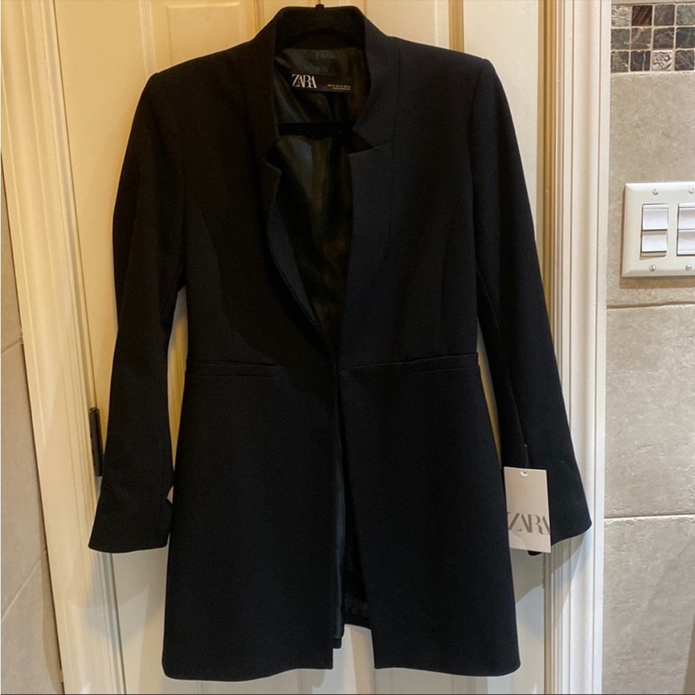 ZARA INVERTED COLLAR BLACK BLAZER MEDIUM